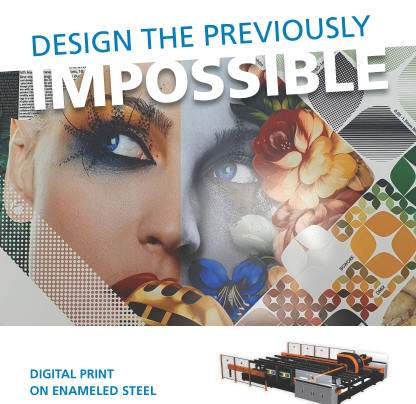 Digital printing on enameled steel